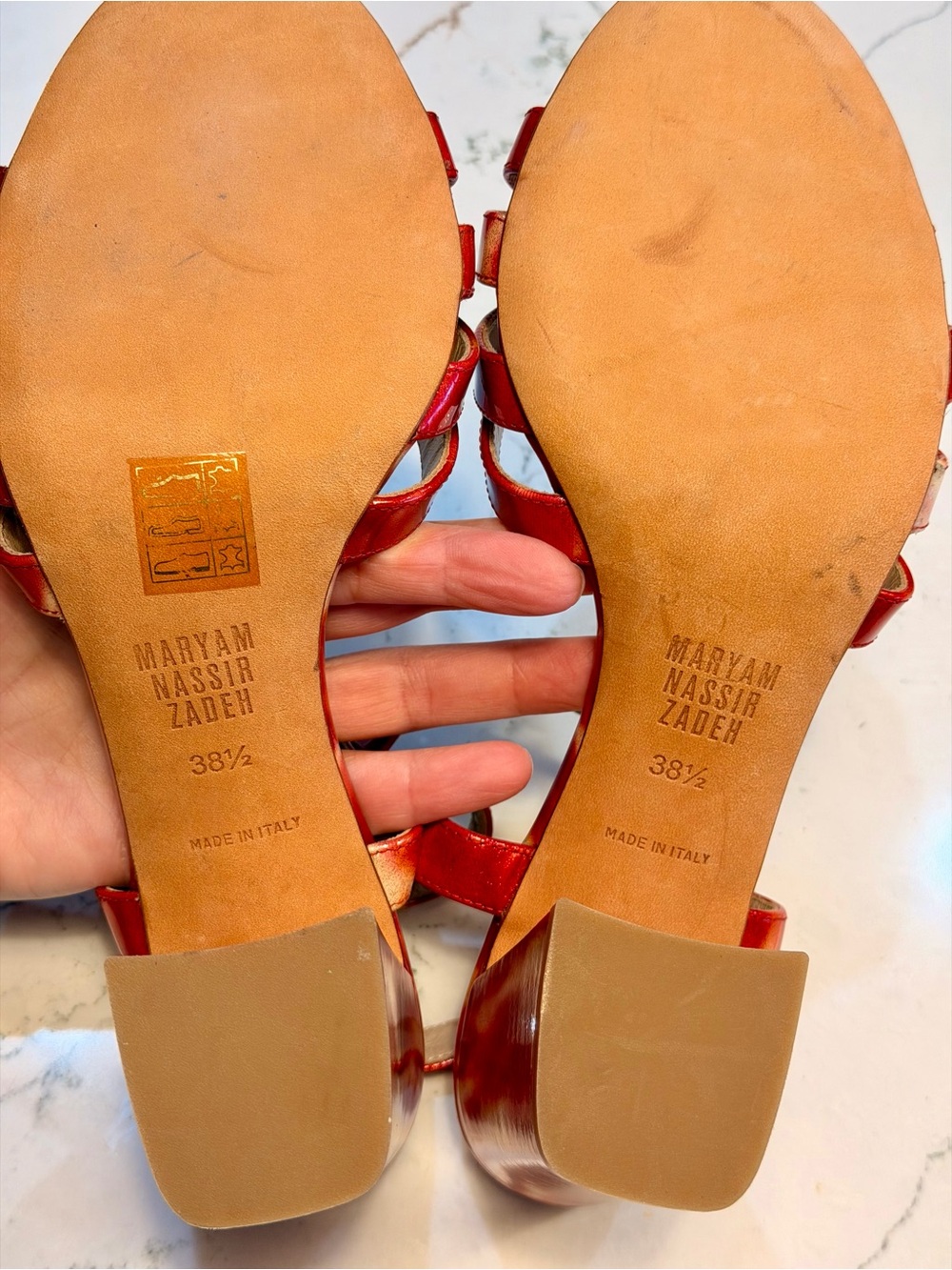 Maryam Nassir Zadeh Palma Low Sandal- Red Tortoise Print Size 38.5 US 8 - Picture 12 of 13